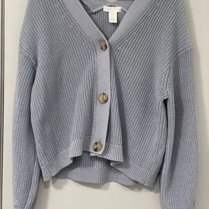 Women's Blue Button-Up Sweater